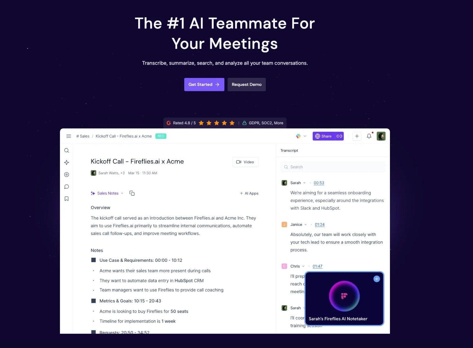 Fireflies.ai — Pro & Business Plans Available (1 Year